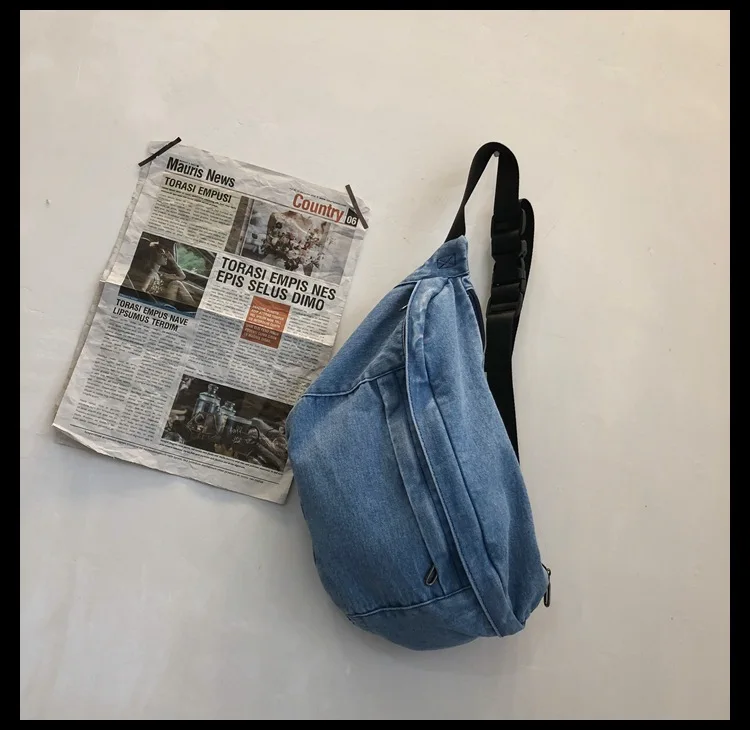 High quality Denim Waist Bag College Style Crossbody Chest Pack Casual Street Fanny Pack Unisex Shoulder Bag Teenager Chest Bags
