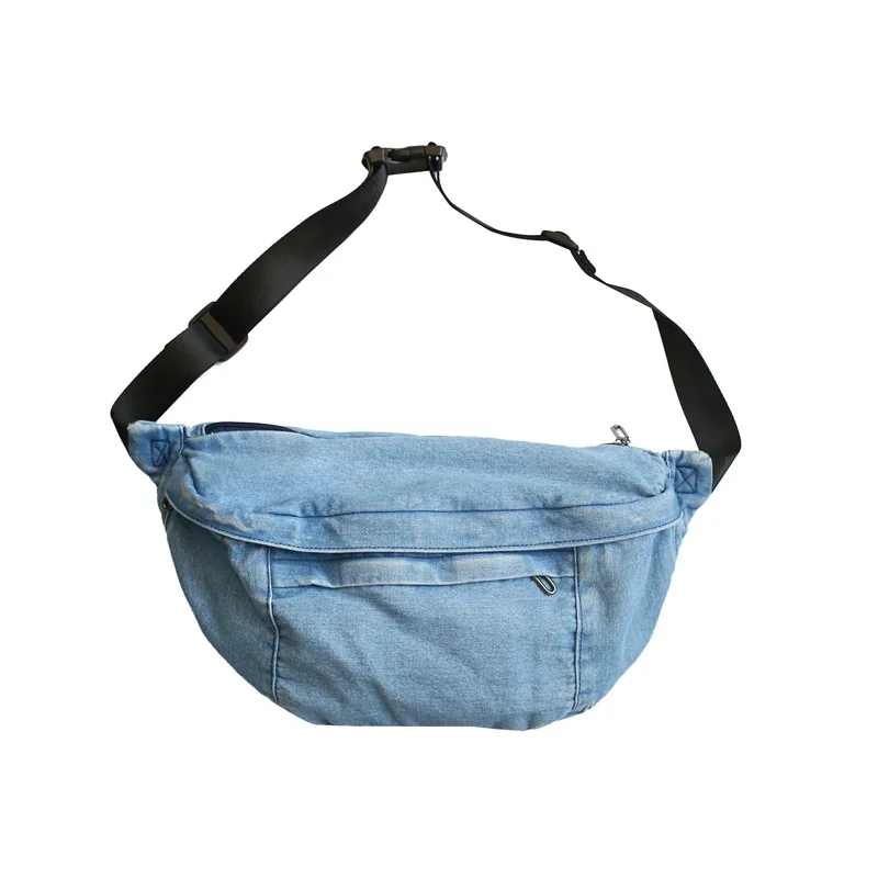 High quality Denim Waist Bag College Style Crossbody Chest Pack Casual Street Fanny Pack Unisex Shoulder Bag Teenager Chest Bags
