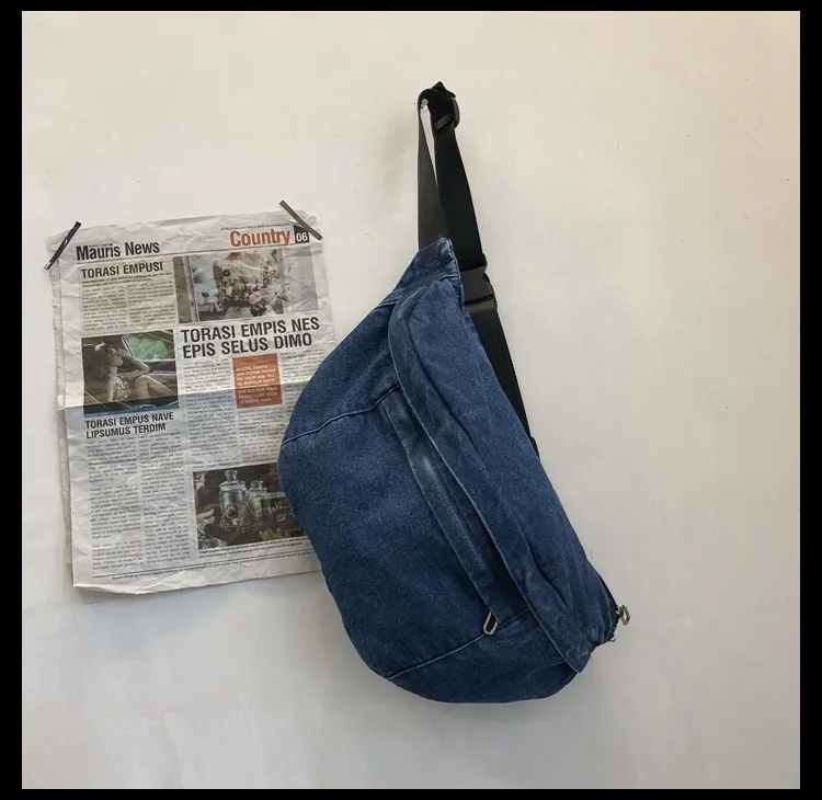 High quality Denim Waist Bag College Style Crossbody Chest Pack Casual Street Fanny Pack Unisex Shoulder Bag Teenager Chest Bags