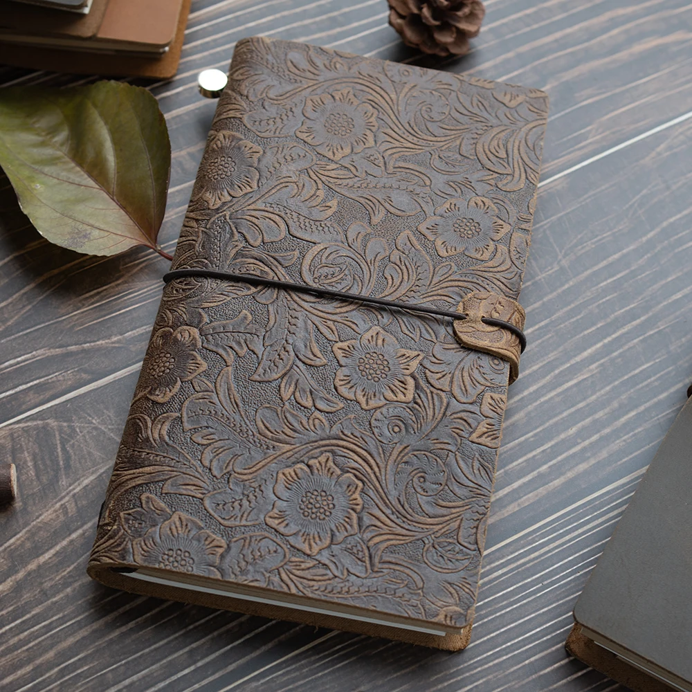 New Notebook 100% Genuine Leather Diary Handmade Vintage Cowhide Sketchbook Notepad TN Traveler Portable Notebook Cove