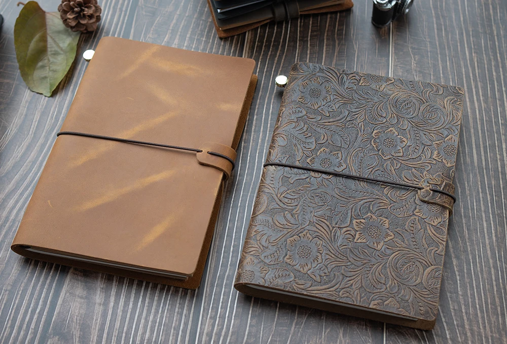 New Notebook 100% Genuine Leather Diary Handmade Vintage Cowhide Sketchbook Notepad TN Traveler Portable Notebook Cove