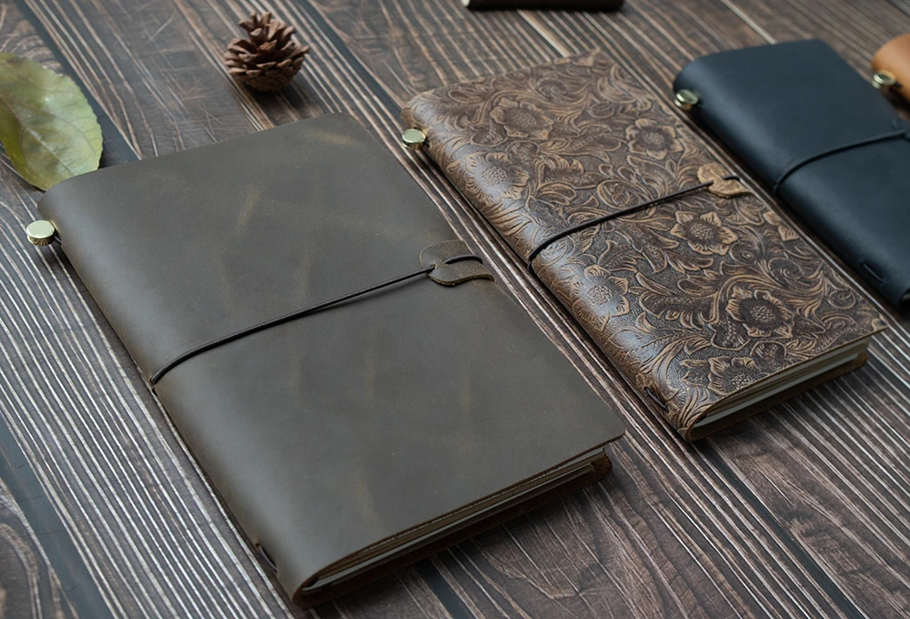New Notebook 100% Genuine Leather Diary Handmade Vintage Cowhide Sketchbook Notepad TN Traveler Portable Notebook Cove