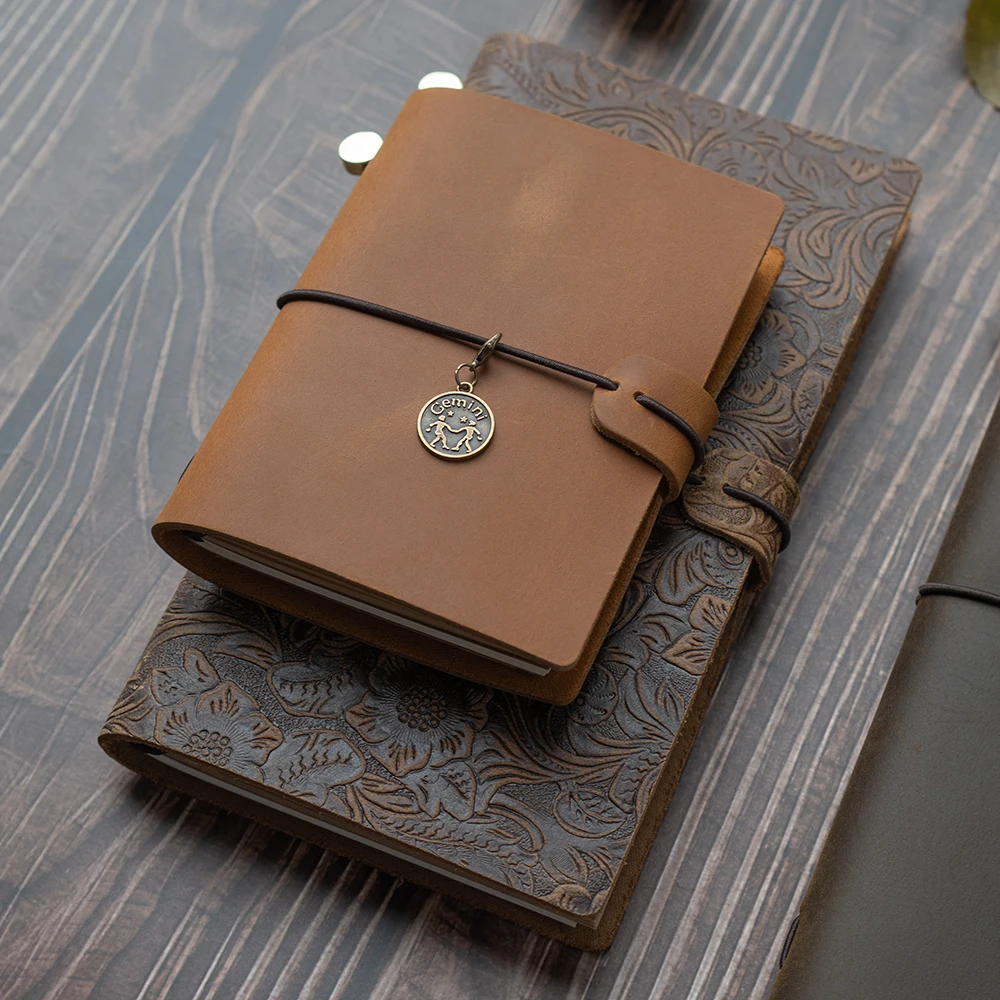 New Notebook 100% Genuine Leather Diary Handmade Vintage Cowhide Sketchbook Notepad TN Traveler Portable Notebook Cove