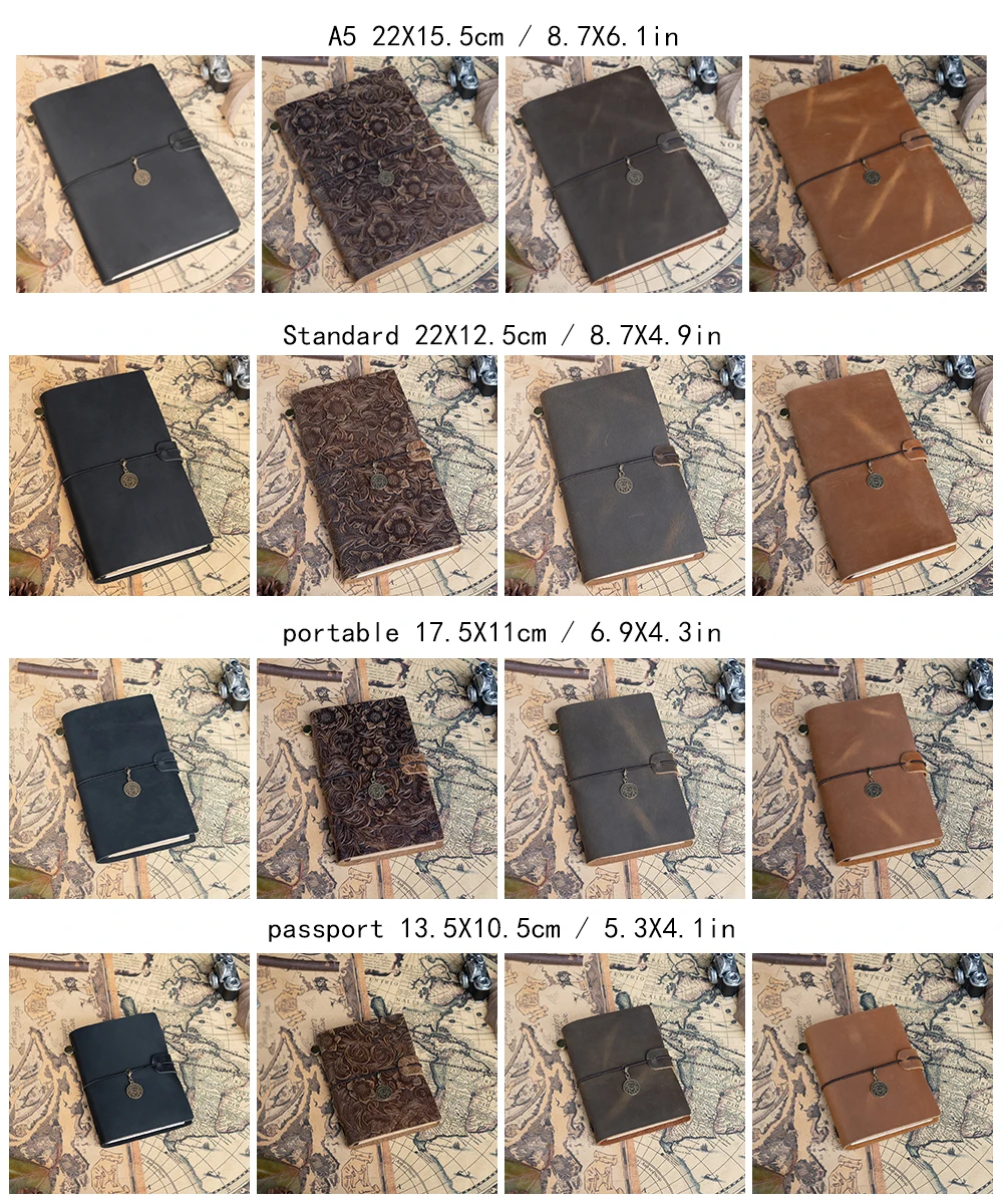 New Notebook 100% Genuine Leather Diary Handmade Vintage Cowhide Sketchbook Notepad TN Traveler Portable Notebook Cove