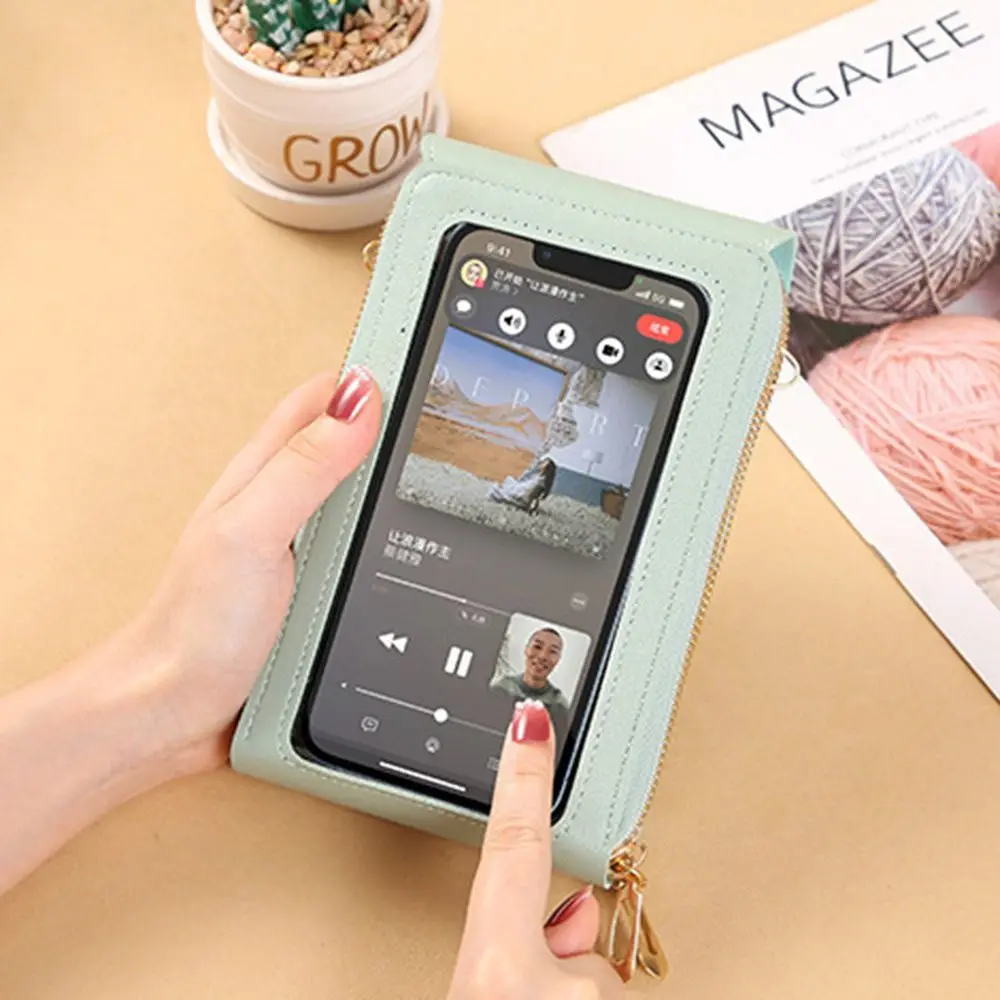 RFID Anti Theft Leather Bag Touch Screen Phone Purse Crossbody Bags Women Travel Smartphone Handbag