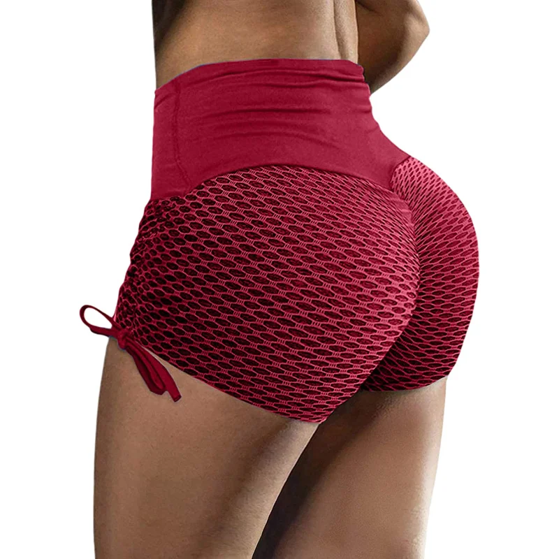 2024 European and American Amazon Spring/Summer New Elastic Jacquard Pants Spliced Slim Fit Yoga Sports Bottom Shorts for Women