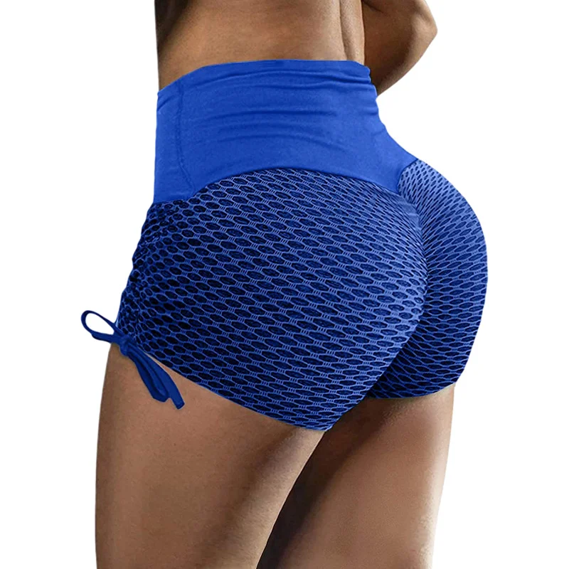 2024 European and American Amazon Spring/Summer New Elastic Jacquard Pants Spliced Slim Fit Yoga Sports Bottom Shorts for Women