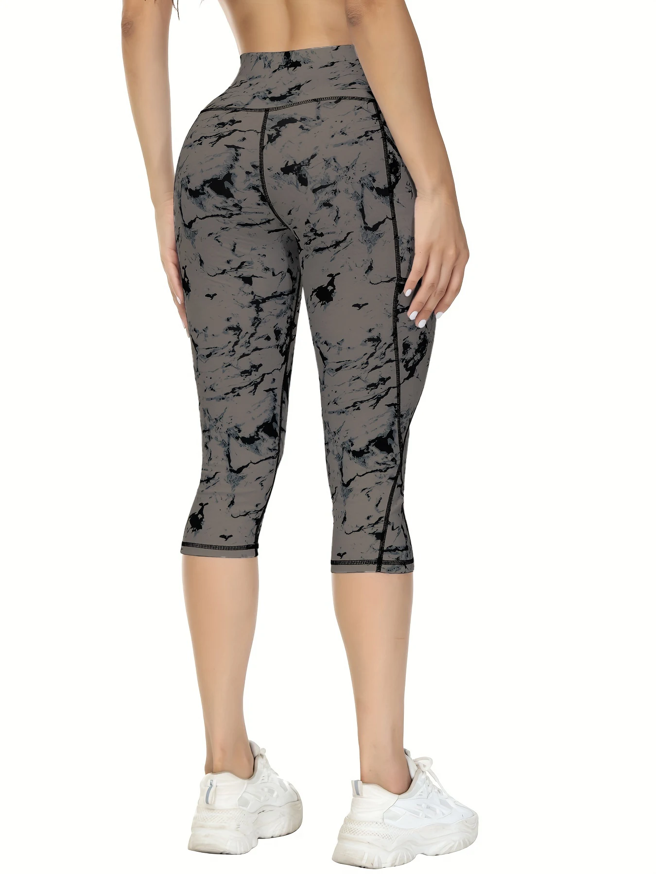 Capri Leggings for Women High Waisted Yoga Pants with Pockets Soft Black for Running Workout
