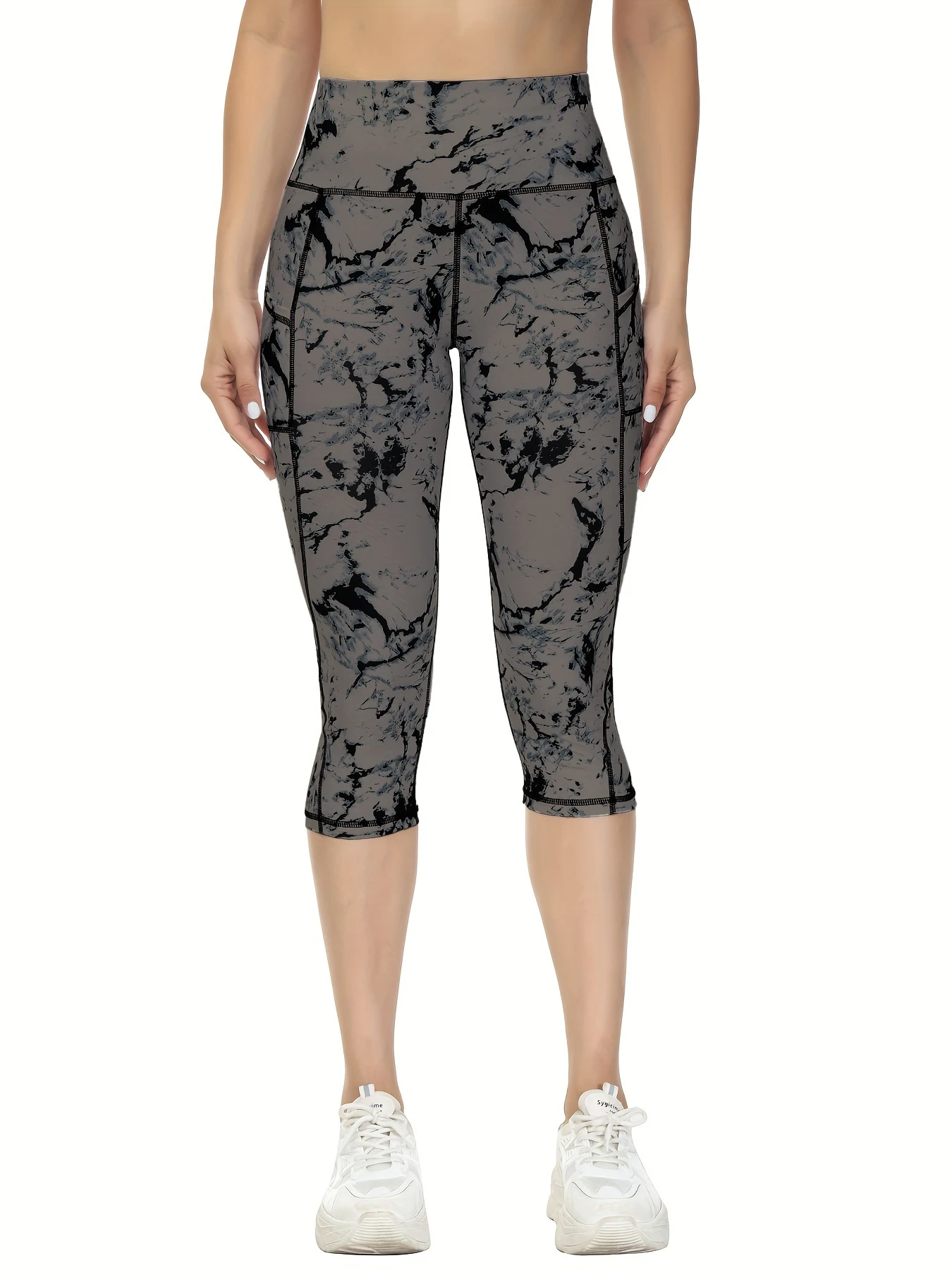 Capri Leggings for Women High Waisted Yoga Pants with Pockets Soft Black for Running Workout
