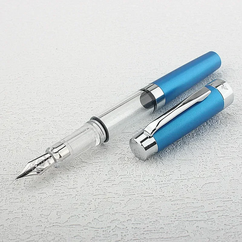 Press Type Ink Suction 3024 Fountain Pen EF Nib Olive Green Transparent Barrel for Calligraphy Signature A7555