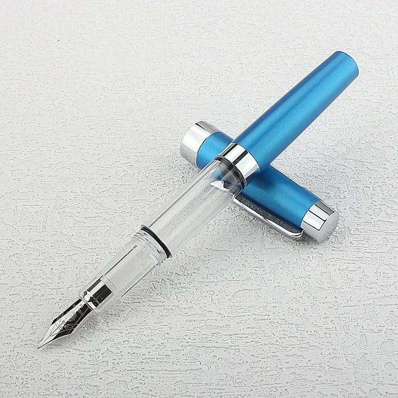 Press Type Ink Suction 3024 Fountain Pen EF Nib Olive Green Transparent Barrel for Calligraphy Signature A7555