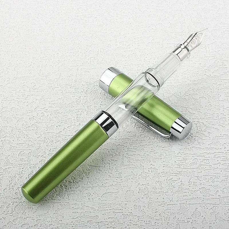 Press Type Ink Suction 3024 Fountain Pen EF Nib Olive Green Transparent Barrel for Calligraphy Signature A7555