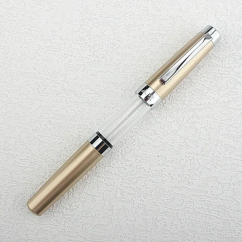 Press Type Ink Suction 3024 Fountain Pen EF Nib Olive Green Transparent Barrel for Calligraphy Signature A7555