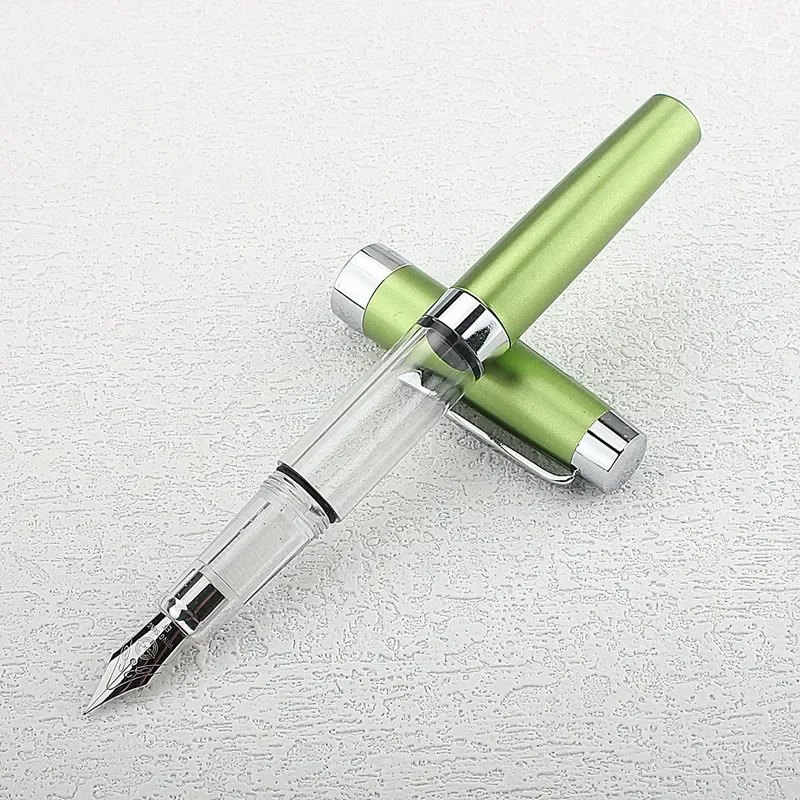 Press Type Ink Suction 3024 Fountain Pen EF Nib Olive Green Transparent Barrel for Calligraphy Signature A7555
