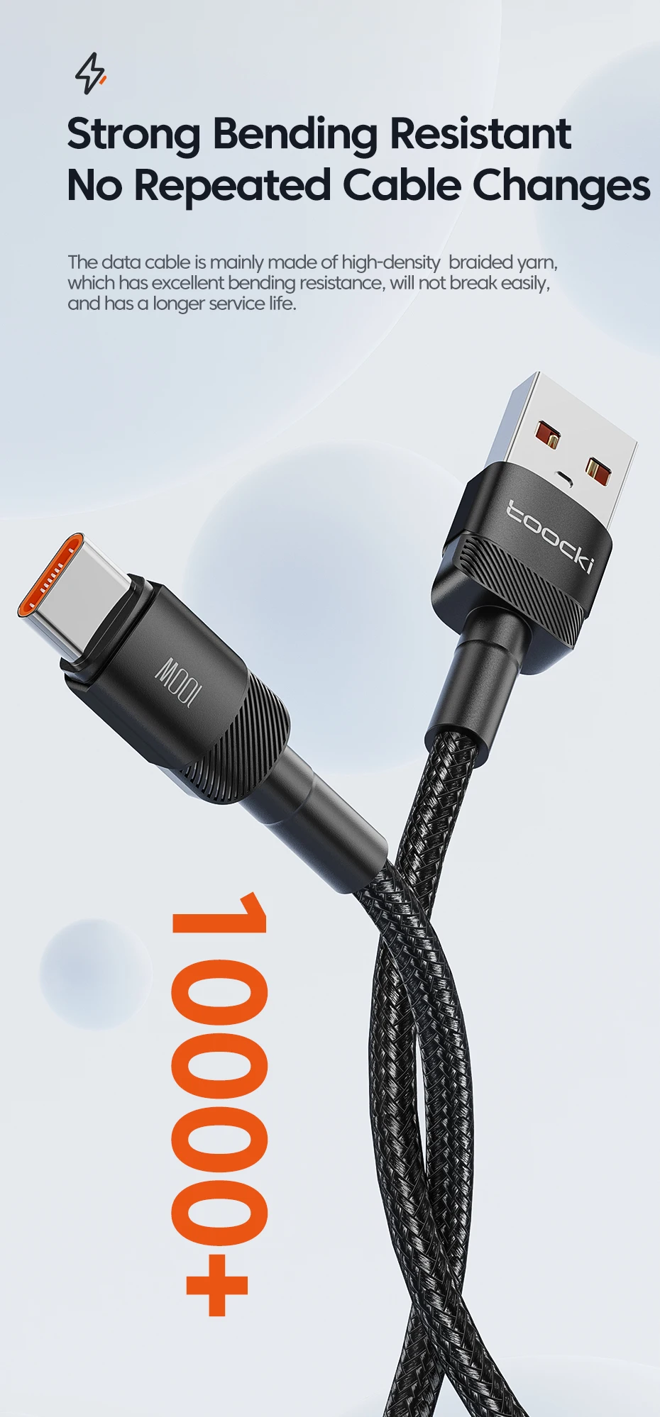 Toocki 6A USB To Type C Cable for Huawei Xiaomi PD 100W Fast Charging Charger USB C Data Cord Quick Charge for Samsung Oneplus