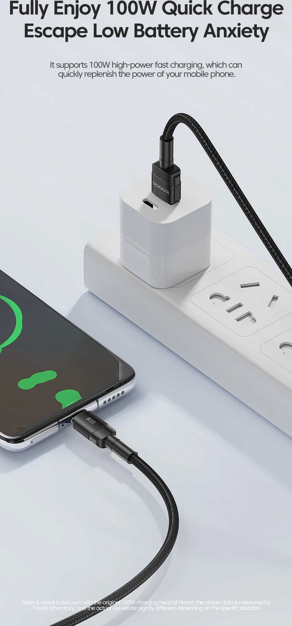 Toocki 6A USB To Type C Cable for Huawei Xiaomi PD 100W Fast Charging Charger USB C Data Cord Quick Charge for Samsung Oneplus