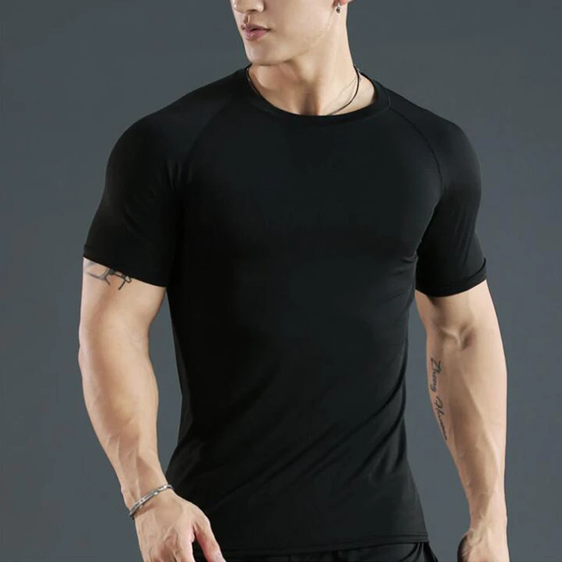 Men Compression Running T Shirt Fitness Tight Short Sleeve Tshirt Training Jogging Shirts Gym Sportswear Quick Dry Rashgard