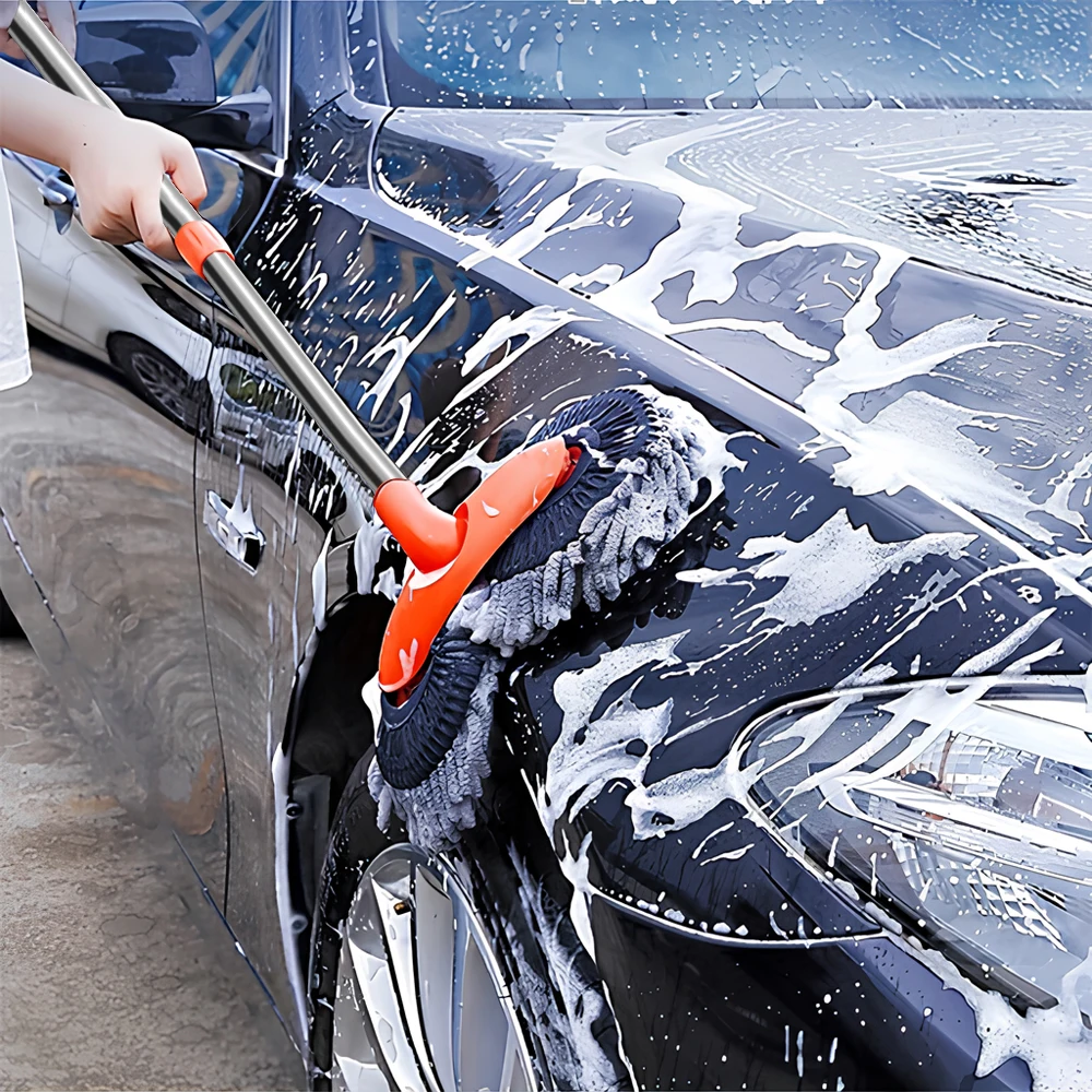 1X Car Cleaning Wash Multipurpose Kit Microfiber Brush Mop Sponge Wipe Auto Home Tools Universal Clean Accessories Yellow Gray
