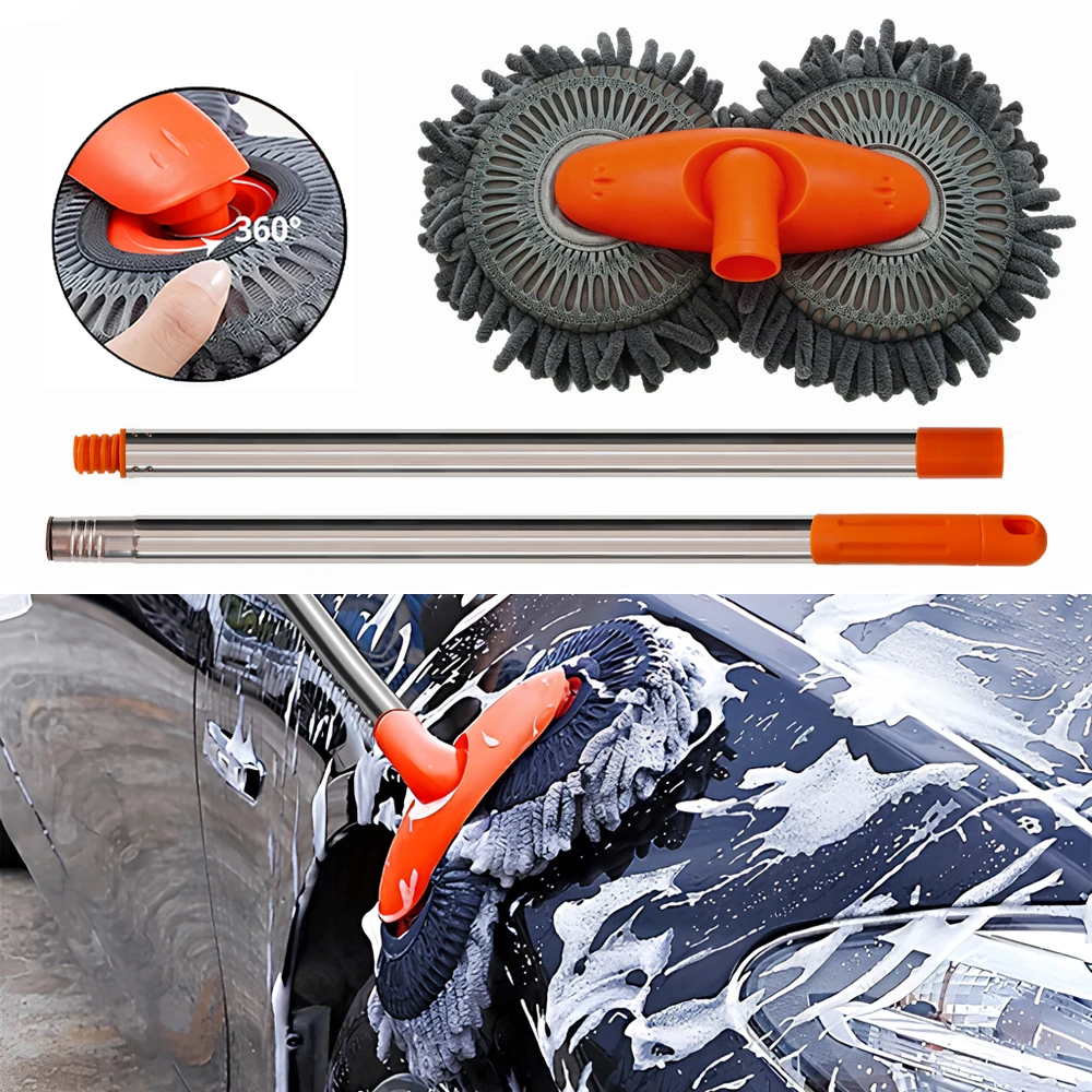 1X Car Cleaning Wash Multipurpose Kit Microfiber Brush Mop Sponge Wipe Auto Home Tools Universal Clean Accessories Yellow Gray
