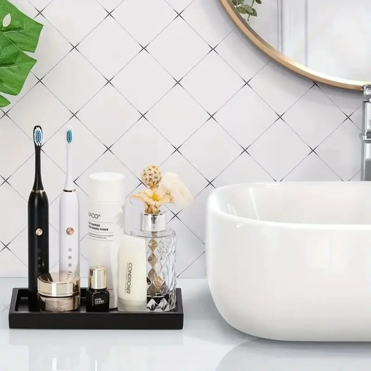 Silicone tray for bathroom countertops, hand sanitizer shampoo storage tray, jewelry display tray for decorative storage