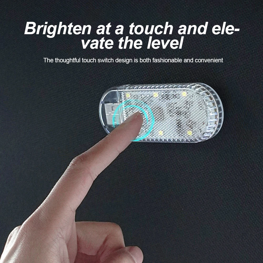 LED Car Mini Touch Light USB Charging Portable Auto Roof Ceiling Reading Night Lamp Wireless Car Decoration Ambinet Light