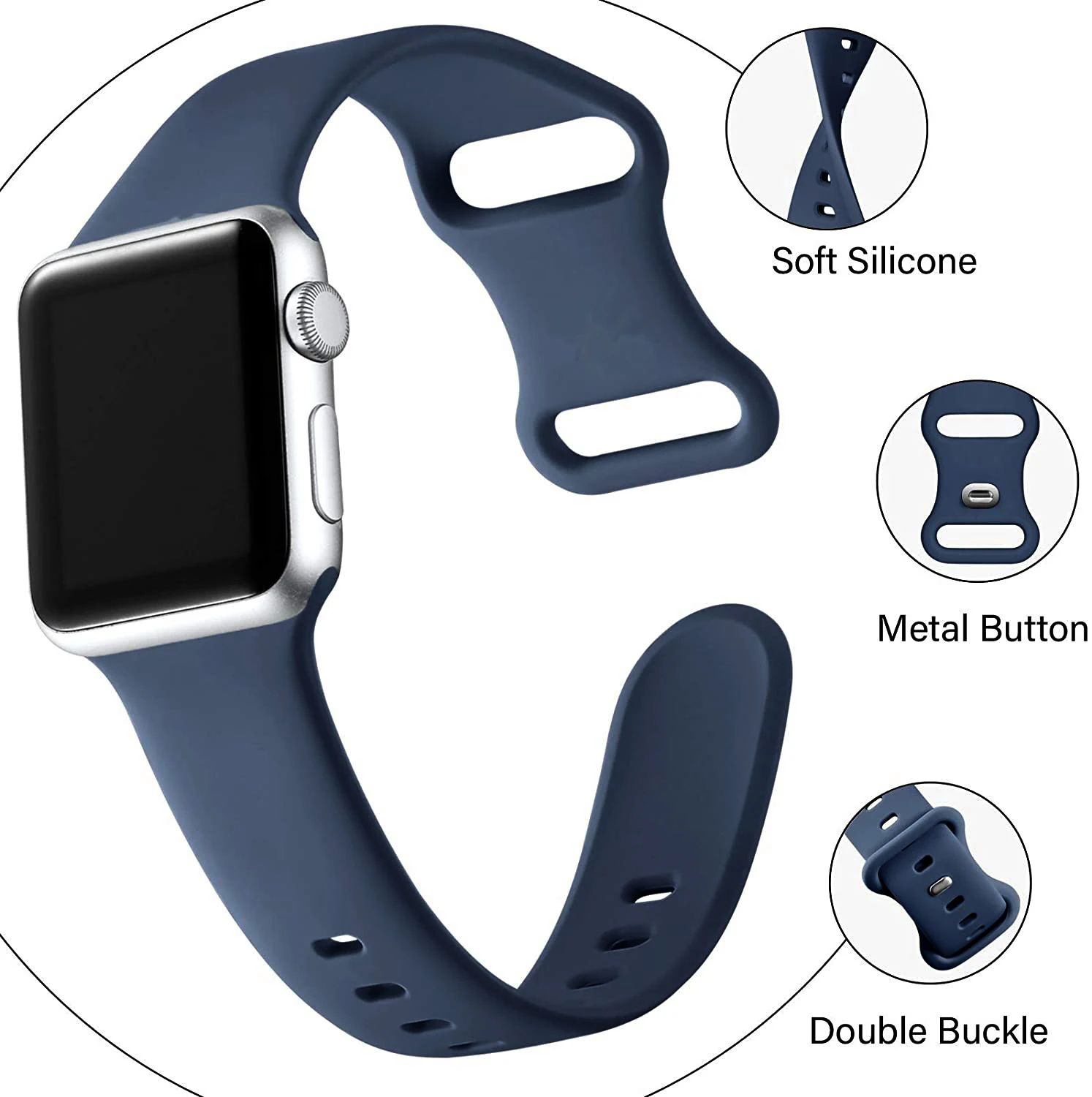Silicone Strap for Apple Watch Bands 40mm 44mm 46mm 45mm 49mm Correa Bracelet iWatch Series Ultra 4 3 2 7 8 9 SE 10 11 12 Band