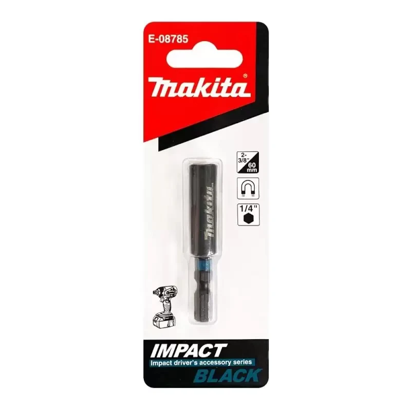 Makita E-08785 Impact Magnetic Extension Bit Holder Black 60MM/1/4" Hexagon Rust Resistant Durable Tool Accessories