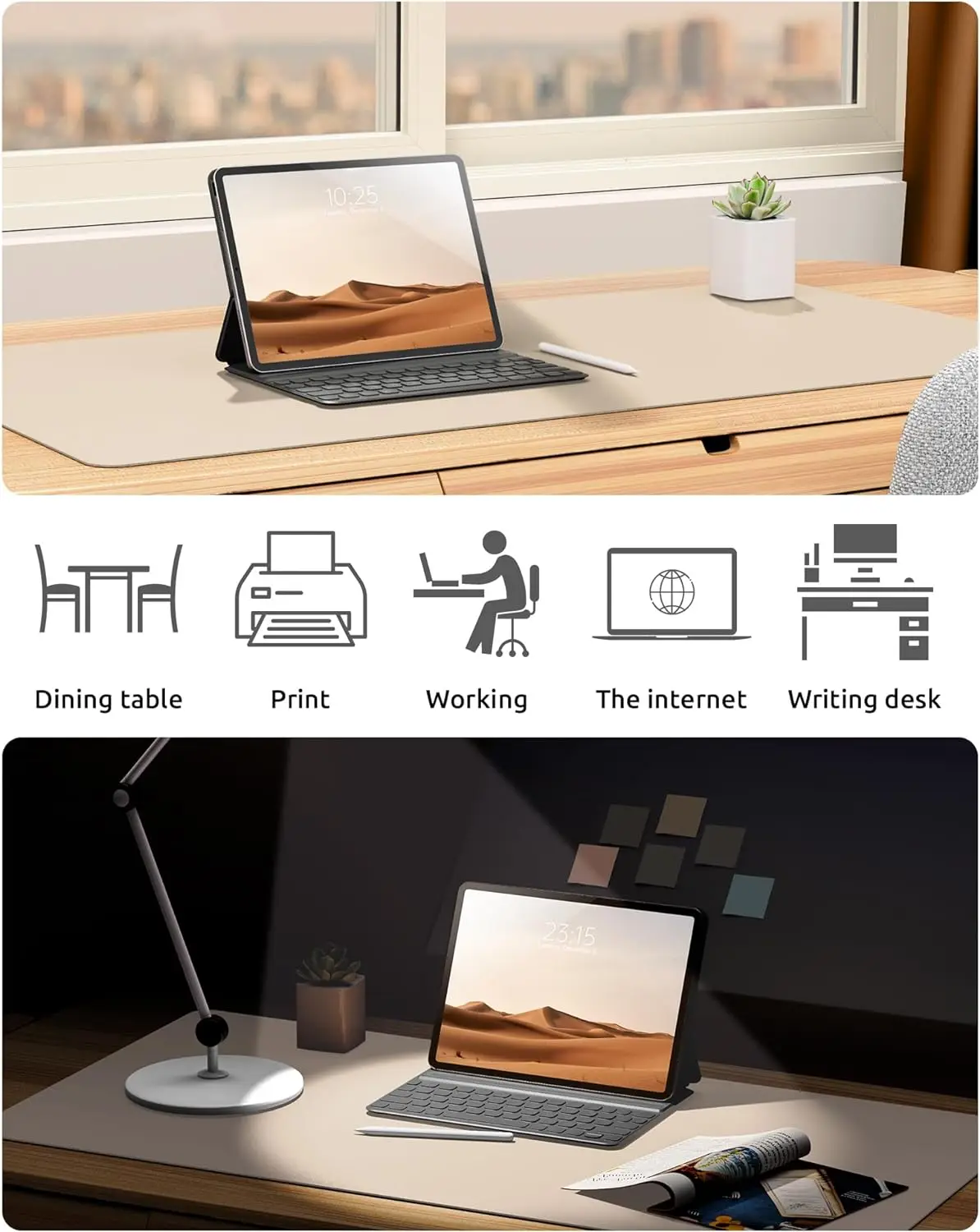 Large Mouse Pad,Office Desk Mat, Leather Desk Pad Protector, Non-Slip PU Leather Desk Blotter, Laptop Desk Pad