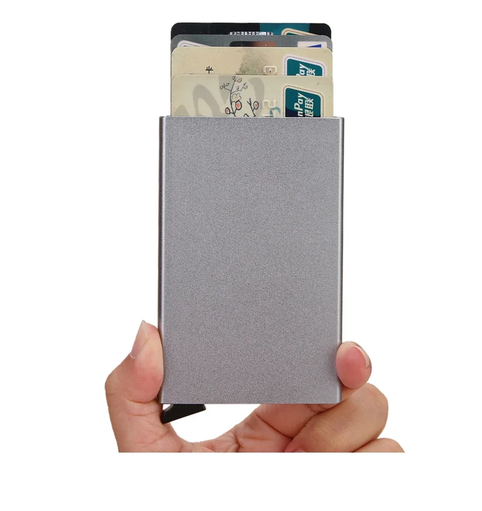 Rfid Credit Card Holder Metal Thin Slim Smart Wallet Men Women Wallets Pop Up Minimalist Small Black Purse Mini Walets for Men