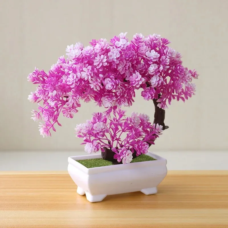 Artificial Plants Bonsai Simulated Tree Potted Fake Flowers Table Porch Potted Ornaments Home Wedding Decor Housewarming Gift