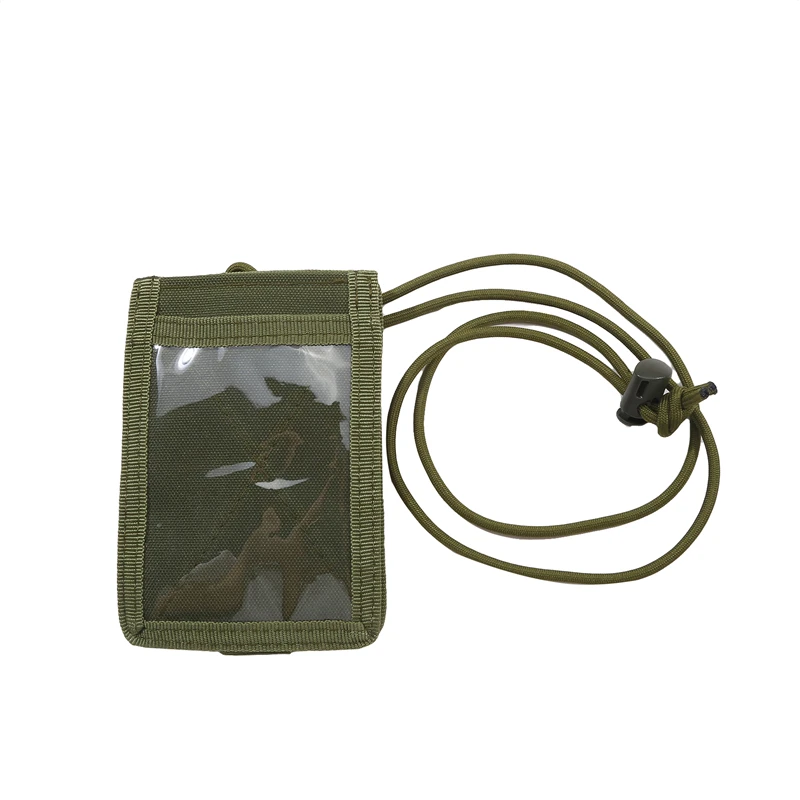 Tactical ID Card Holder Hook Loop Patch Tour Guide Badge Holders Outdoor Travel Pouch Pen Purse and Nylon Lanyard