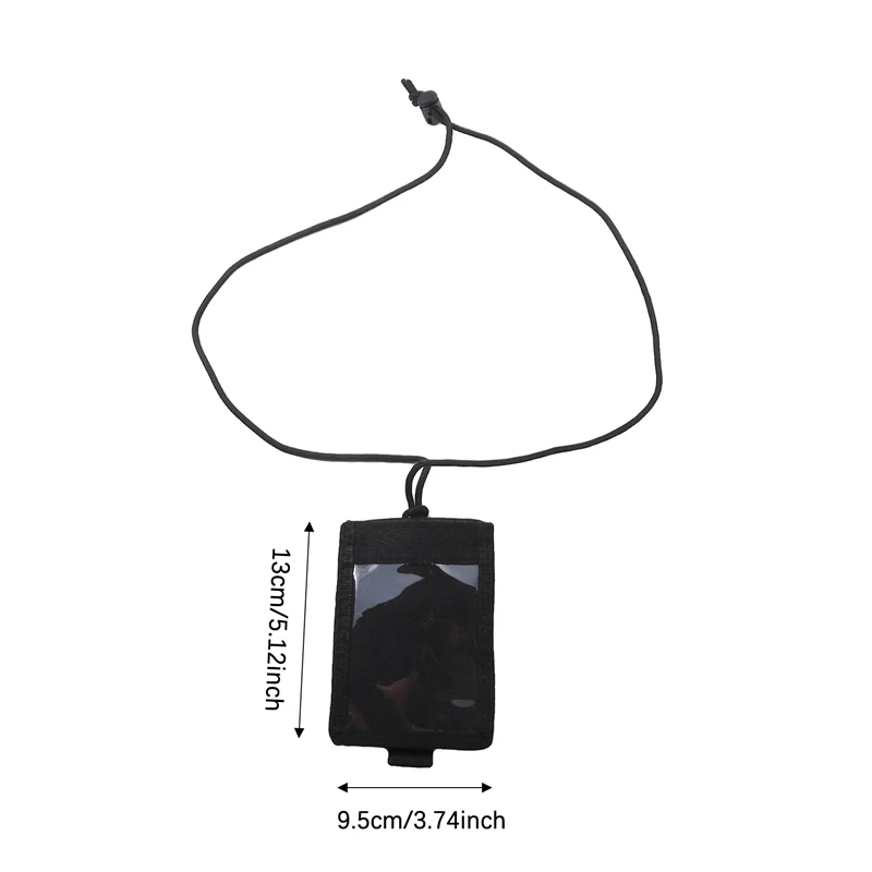 Tactical ID Card Holder Hook Loop Patch Tour Guide Badge Holders Outdoor Travel Pouch Pen Purse and Nylon Lanyard