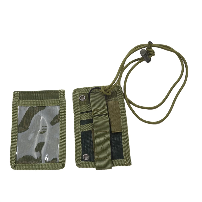 Tactical ID Card Holder Hook Loop Patch Tour Guide Badge Holders Outdoor Travel Pouch Pen Purse and Nylon Lanyard