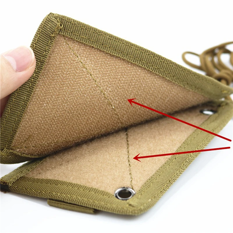 Tactical ID Card Holder Hook Loop Patch Tour Guide Badge Holders Outdoor Travel Pouch Pen Purse and Nylon Lanyard