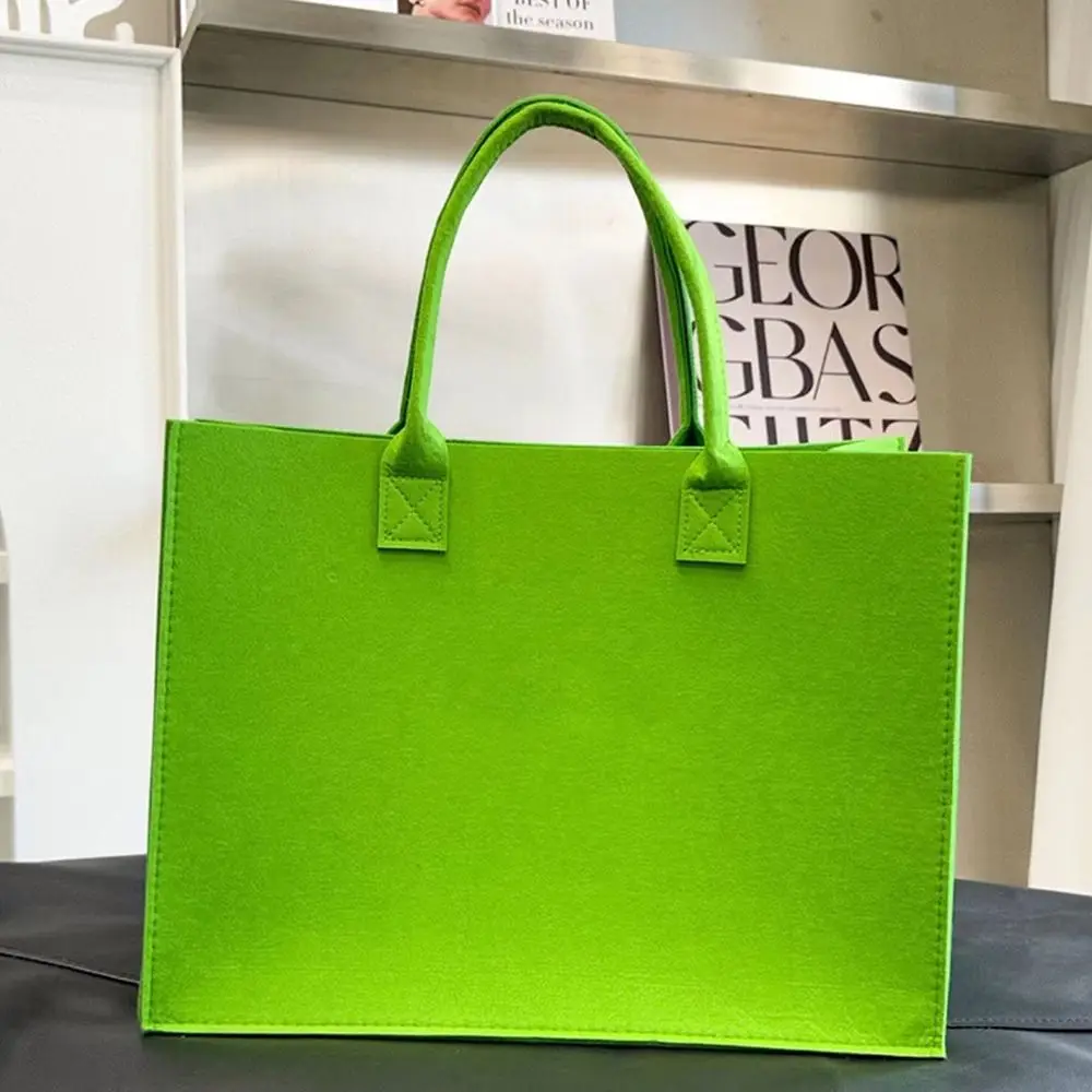 Large Capacity Felt Shoulder Bag Messenger Bag Fashion Solid Color Handbag Simple Tote Bag Shopping Bag for Woman Girls