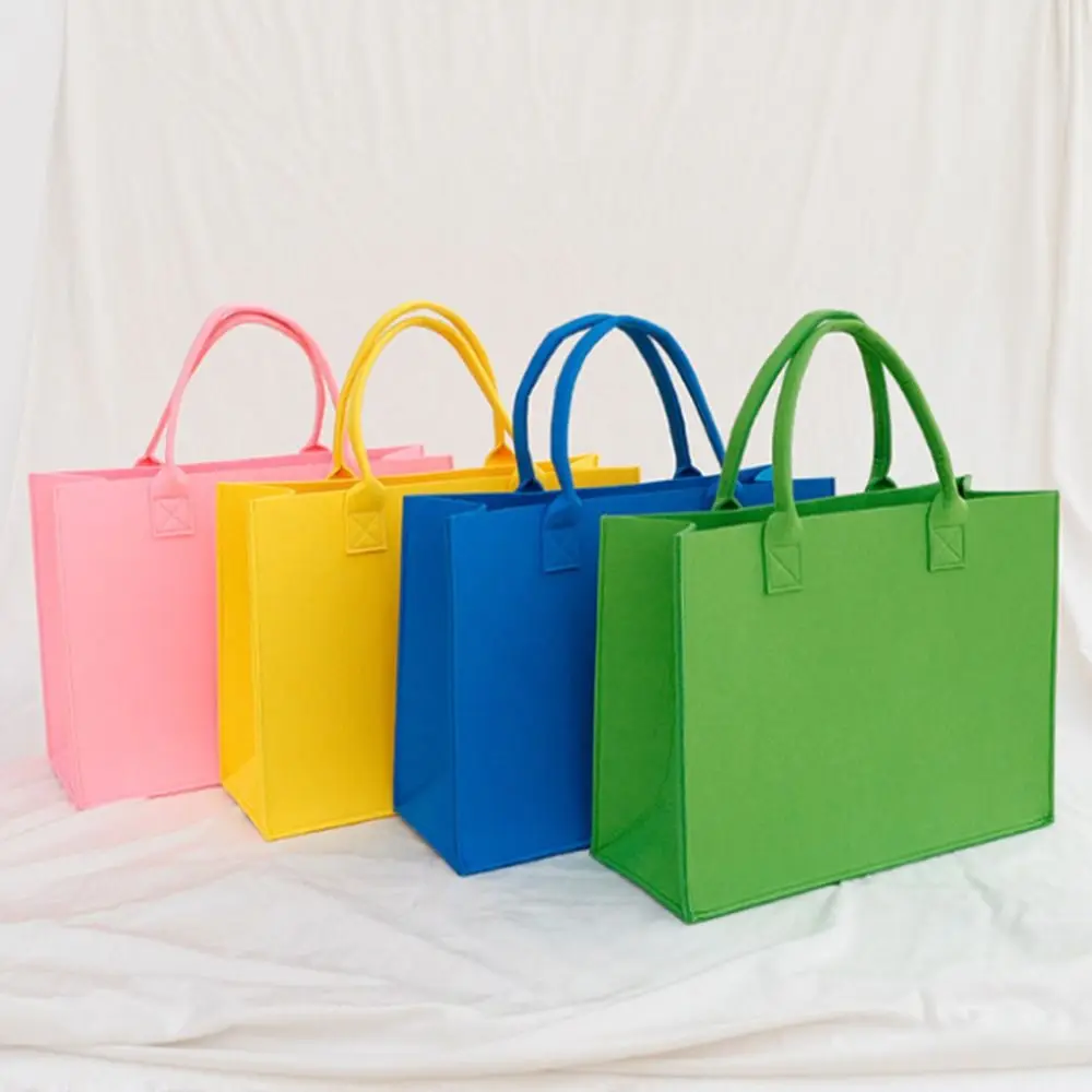 Large Capacity Felt Shoulder Bag Messenger Bag Fashion Solid Color Handbag Simple Tote Bag Shopping Bag for Woman Girls