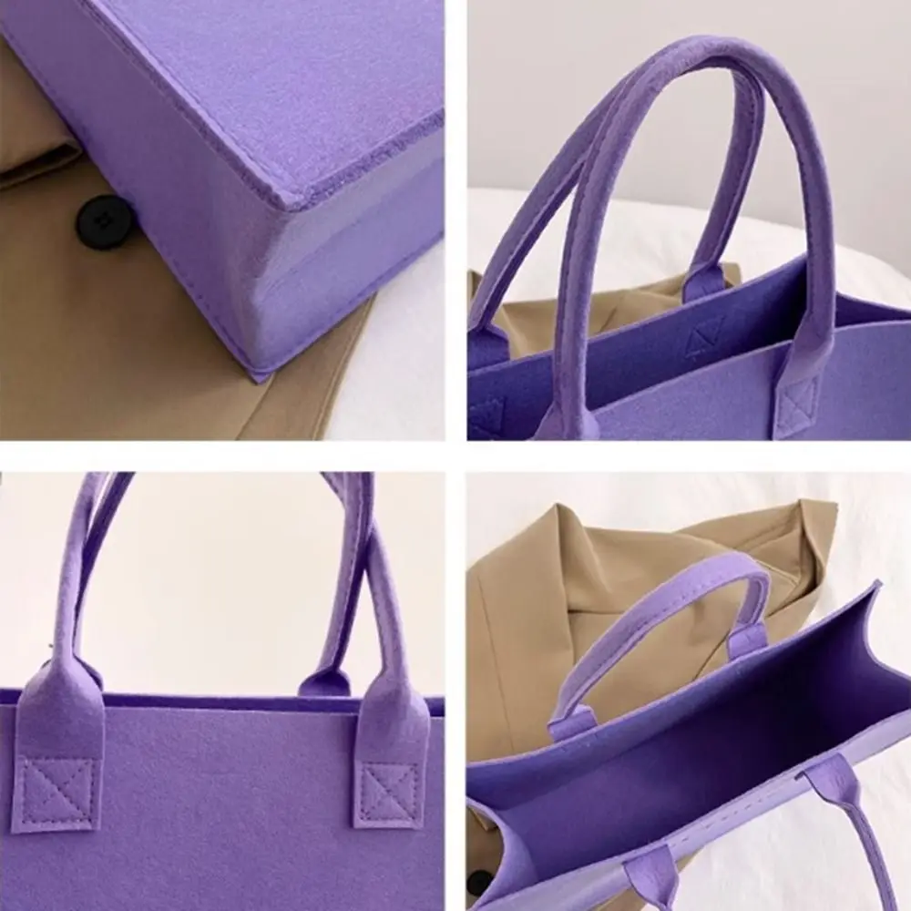 Large Capacity Felt Shoulder Bag Messenger Bag Fashion Solid Color Handbag Simple Tote Bag Shopping Bag for Woman Girls