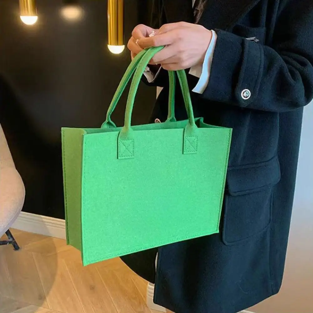 Large Capacity Felt Shoulder Bag Messenger Bag Fashion Solid Color Handbag Simple Tote Bag Shopping Bag for Woman Girls