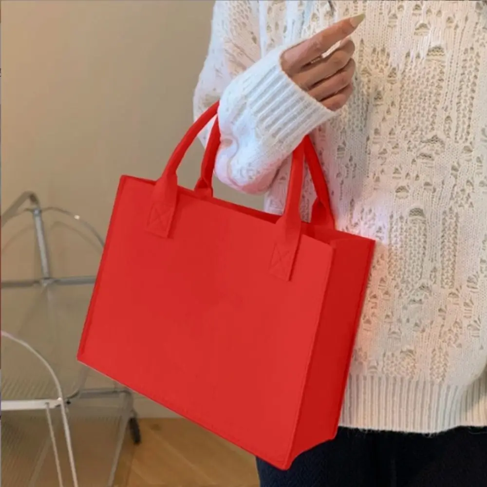 Large Capacity Felt Shoulder Bag Messenger Bag Fashion Solid Color Handbag Simple Tote Bag Shopping Bag for Woman Girls