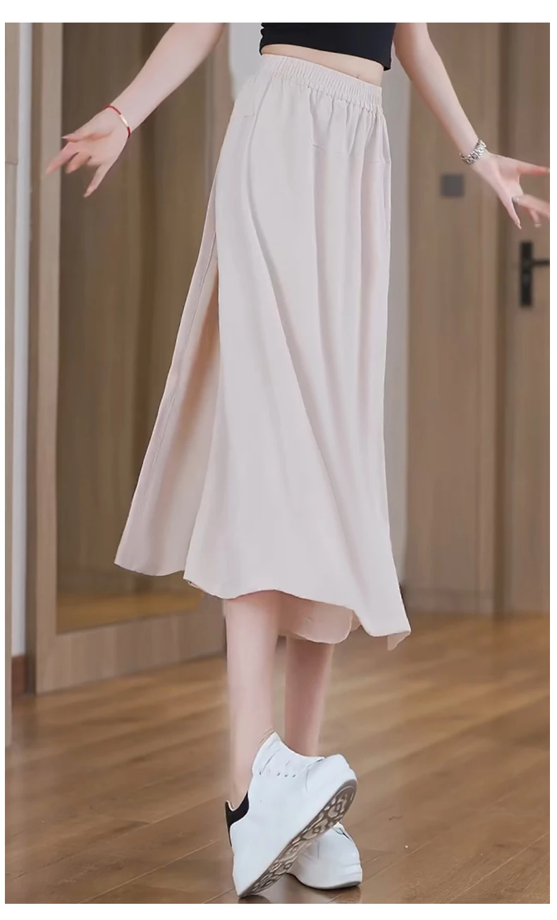 New Female Summer Thin Fashion Versatile Slimming 7-Point Trousers Women'S Commuter Loose High Waist Casual Wide Leg Pants