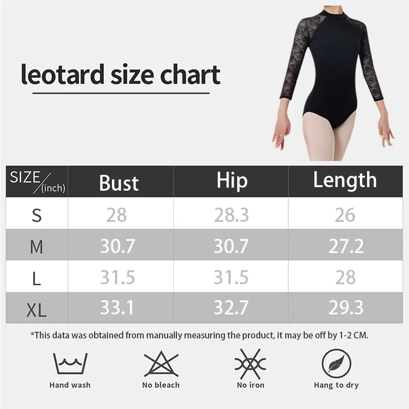 Women Turtleneck Long Sleeves Ballet Dance Leotards for Adult Gymnastics Dance Tops with Water-drop Hollow Back and Soft Lining