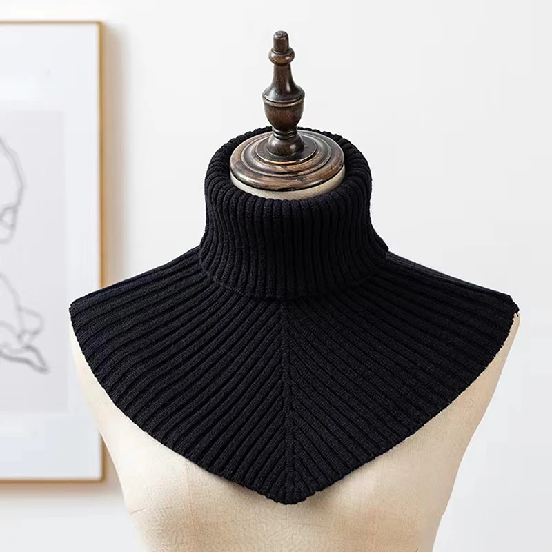 Women Winter Knitted Cotton Fake Collar Scarf Women Warm Turtleneck Neck Warmer Detachable Winter Windproof Scarf 36*28cm