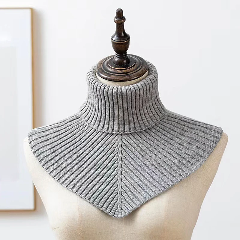 Women Winter Knitted Cotton Fake Collar Scarf Women Warm Turtleneck Neck Warmer Detachable Winter Windproof Scarf 36*28cm