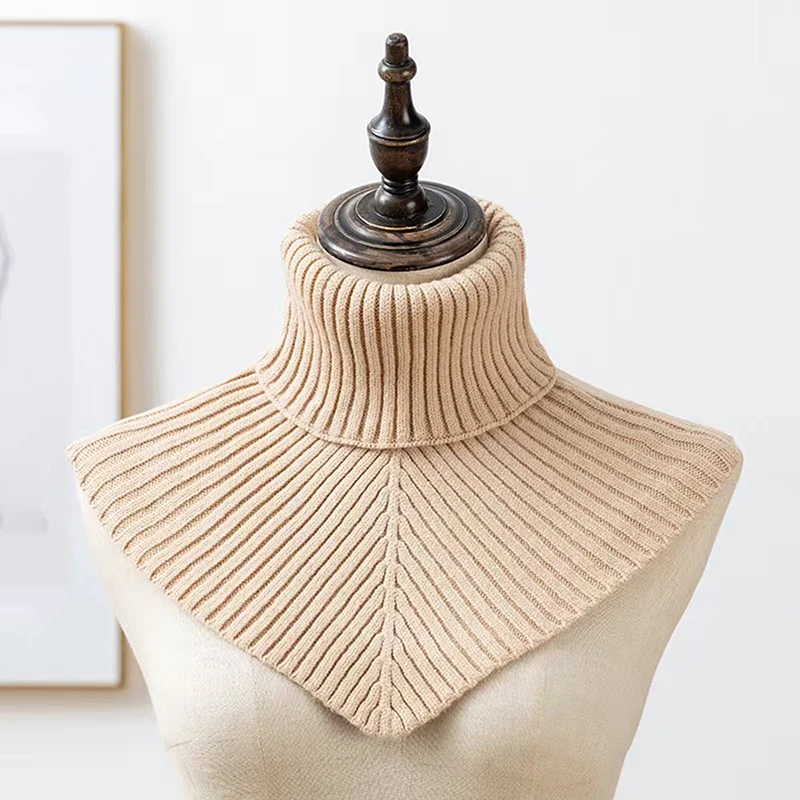 Women Winter Knitted Cotton Fake Collar Scarf Women Warm Turtleneck Neck Warmer Detachable Winter Windproof Scarf 36*28cm