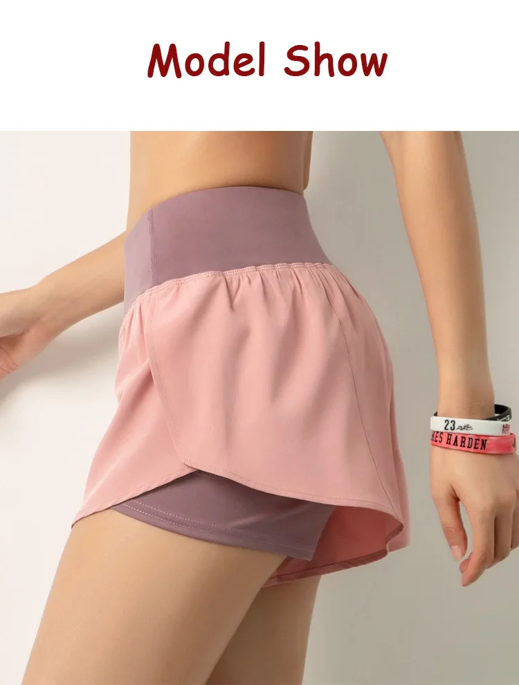 Sport Shorts Women Sportswear Double-deck Running Shorts Yoga Bottoms Summer Gym Fitness Training Jogging Short Pants