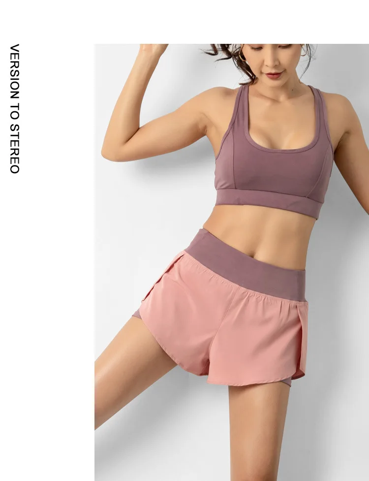 Sport Shorts Women Sportswear Double-deck Running Shorts Yoga Bottoms Summer Gym Fitness Training Jogging Short Pants