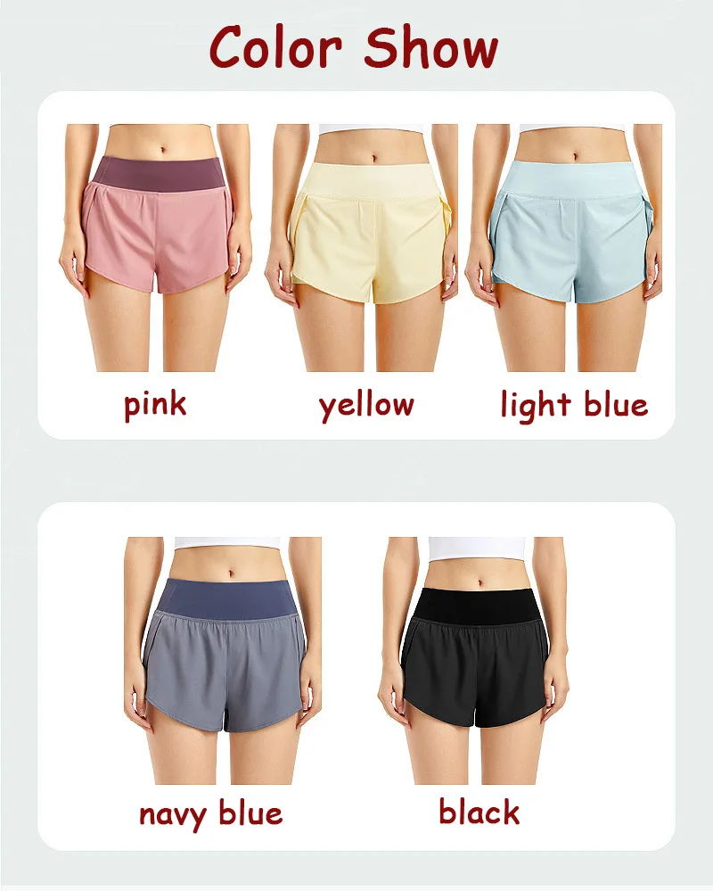 Sport Shorts Women Sportswear Double-deck Running Shorts Yoga Bottoms Summer Gym Fitness Training Jogging Short Pants
