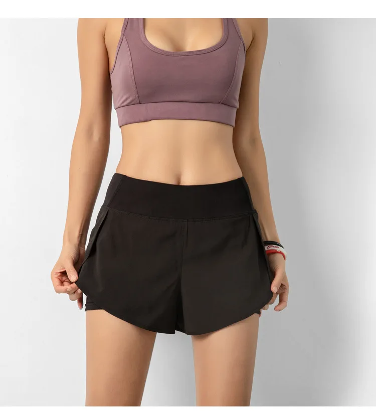 Sport Shorts Women Sportswear Double-deck Running Shorts Yoga Bottoms Summer Gym Fitness Training Jogging Short Pants
