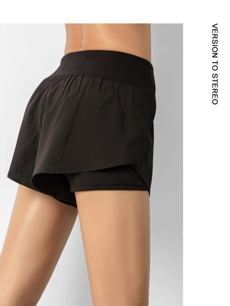 Sport Shorts Women Sportswear Double-deck Running Shorts Yoga Bottoms Summer Gym Fitness Training Jogging Short Pants