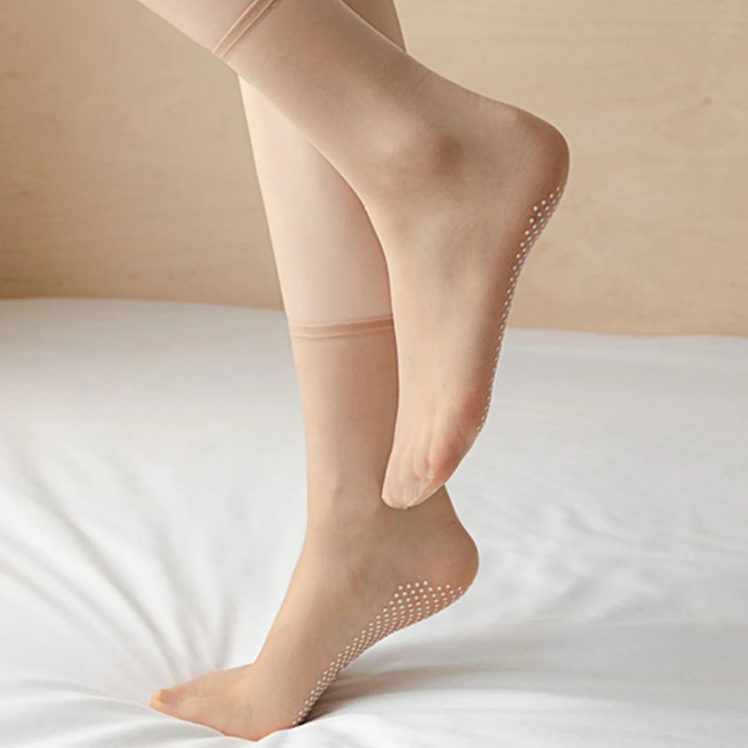1 Pair Women's Thin Socks Summer New Black Solid Color Silicone Non-slip Socks Lady Ultrathin Transparent Socks For Women